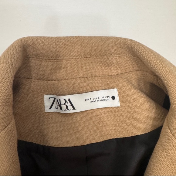 Zara wool blend tan camel long coat size small - Picture 11 of 16